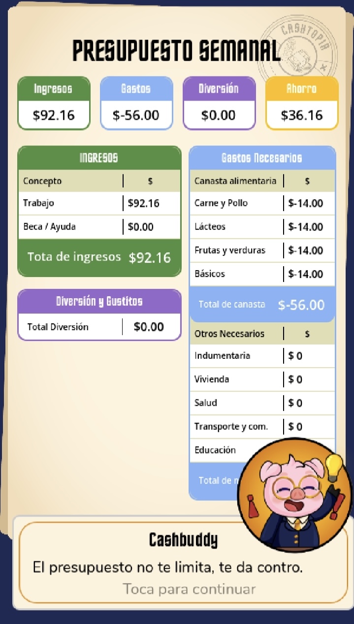 Escena con decisiones financieras puntuales